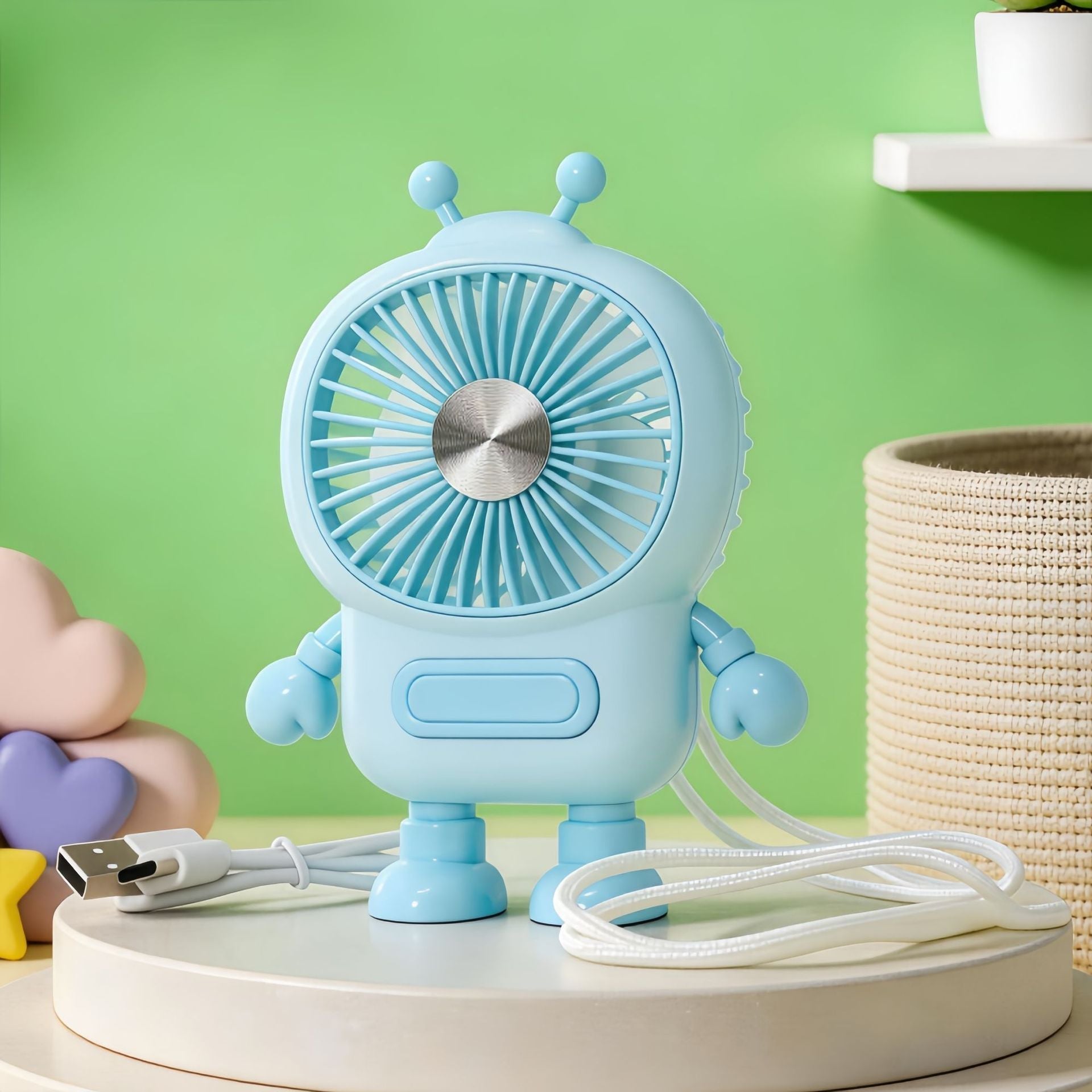 Portable Mini Fan Creative Robot Design Lightweight Handheld Personal Cooling Fan