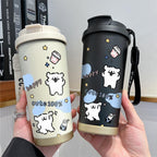 Insulated Ladies Coffee Mug BPA-Free Plastic Stainless Steel Bottom Hello Kitty Design
