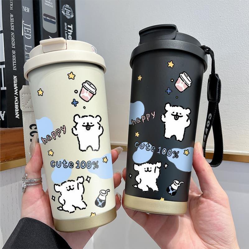 Insulated Ladies Coffee Mug BPA-Free Plastic Stainless Steel Bottom Hello Kitty Design