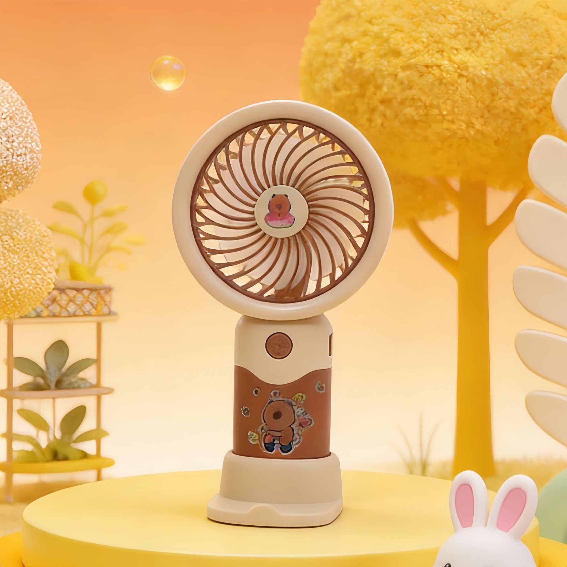 Rechargeable Portable Hand Fan With Bear Design Quiet Child-Safe Table And Handheld Fan