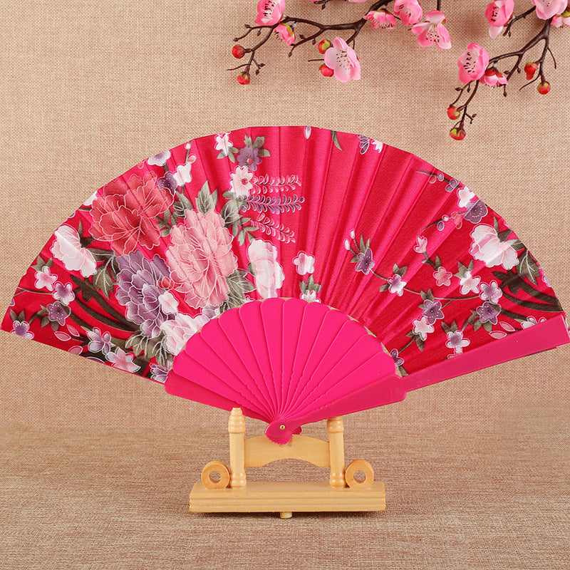 Ladies Decorative Folding Fan Lightweight Floral Design Compact Accessory
