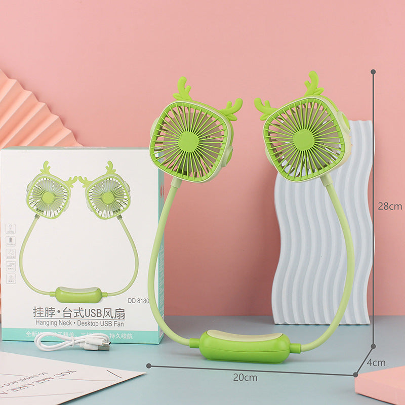 Women’s Portable Neck Fan Flexible Design USB Rechargeable Lightweight Quiet Cooling