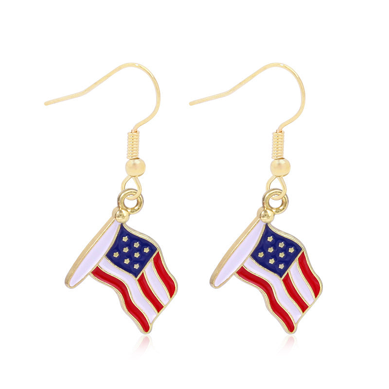 Women's Lightweight Star Earrings Enamel Flag Design Fishhook Closure Zinc Alloy
