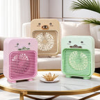 Portable Mini Fan USB Rechargeable Cute Animal Design Lightweight Handheld Fan