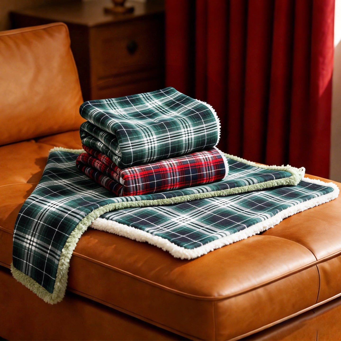Women's Oversized Fleece Comfort Blanket Harrow Soft Cozy Large Check Pattern