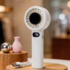 Portable USB Hand Fan Rechargeable with Digital LED Display Multi-Speed Control
