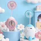 Ladies Desk Clock with Integrated Mini Fan Modern Design for Desk or Bedside