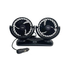 Dual-Head Portable Car Ventilation Fan Adjustable Airflow 12V Plug-In