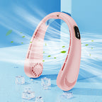 Portable Cooling Neck Fan Ergonomic Design Adjustable Speeds Rechargeable Battery