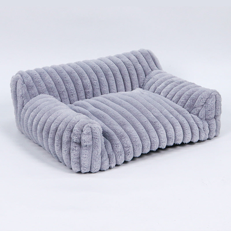 Harrow Cat Bed Plush Soft Ergonomic High Backrest Non-Slip Bottom Removable Cover