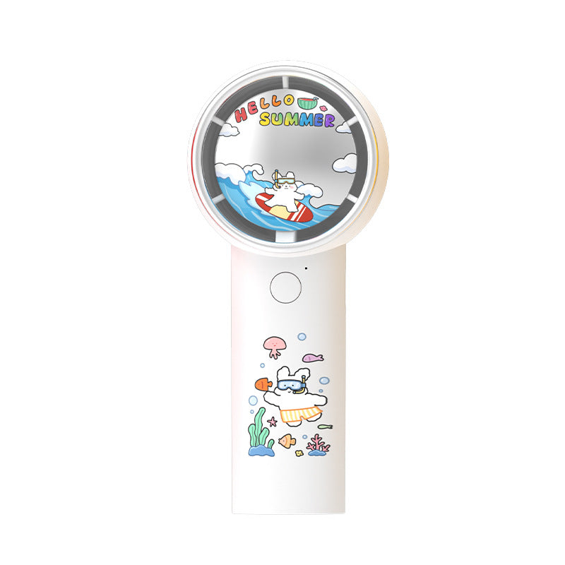 Portable Cartoon Handheld Fan Rechargeable Battery Adjustable Speed Lightweight