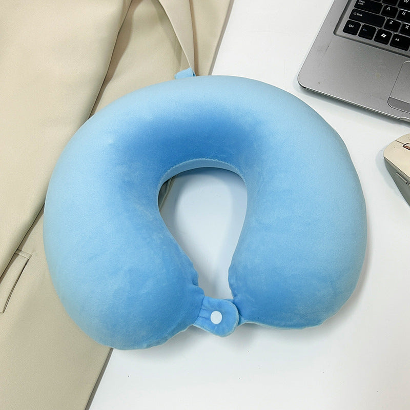 Ergonomic Neck Pillow with Velvety Cover Lightweight Portable Travel and Office Support