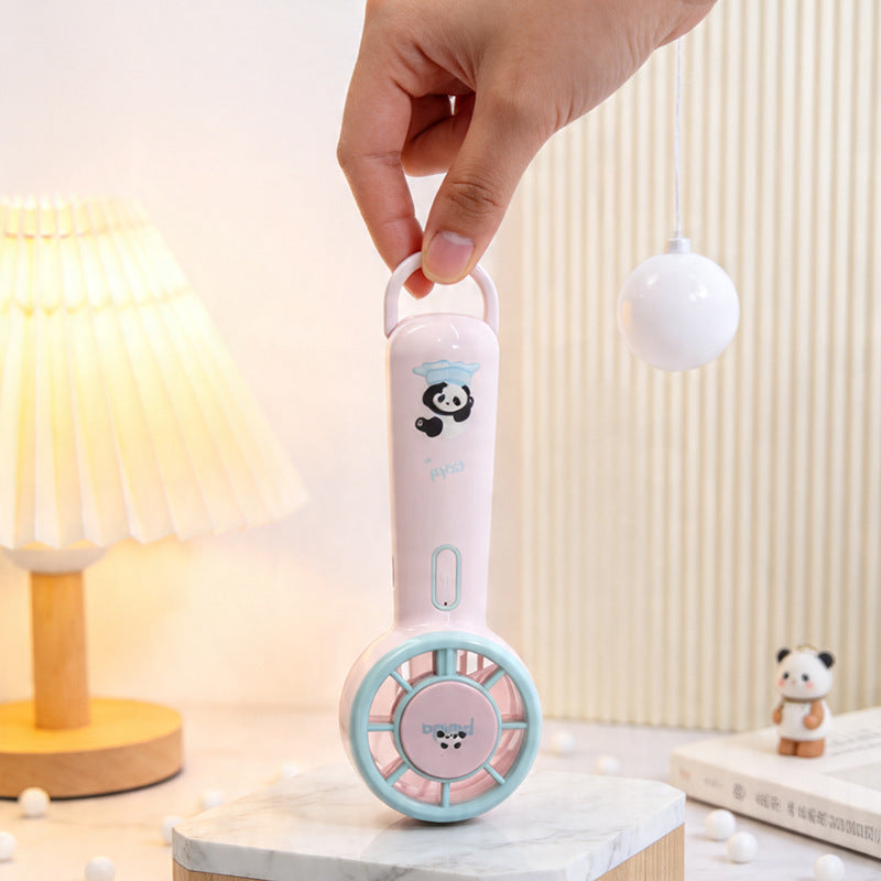 Women’s Handheld Fan with LED Lights Creative Cute Ear Design Rechargeable Portable