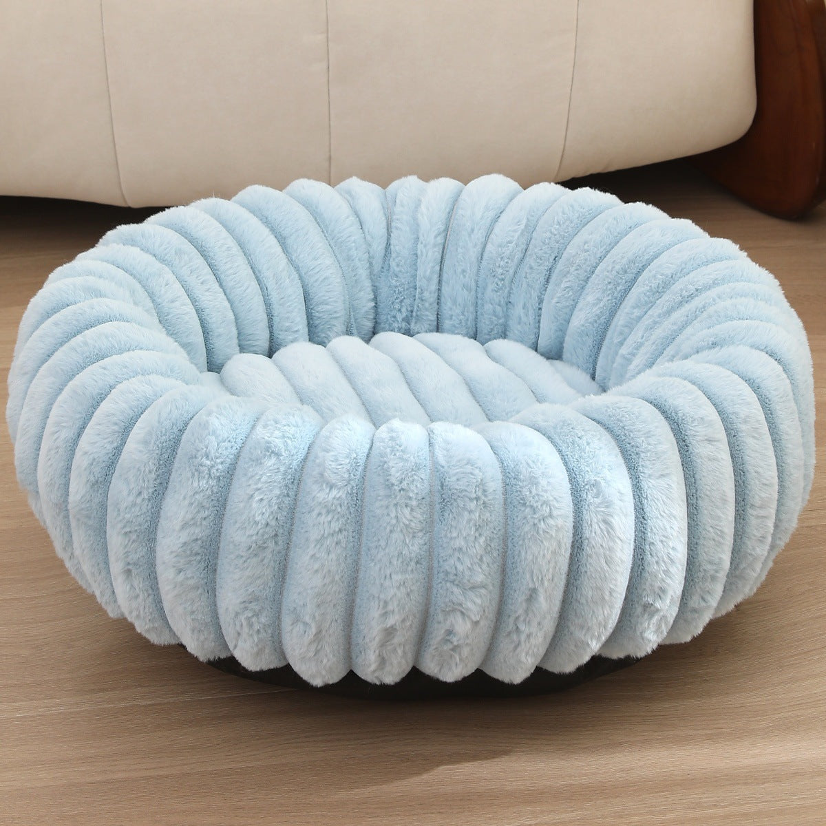 Cozy Pet Bed Soft Fluffy Fabric Raised Edge Non-Slip Bottom for Dogs and Cats