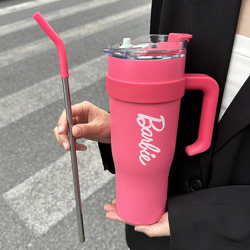 Women's Insulated Water Bottle BPA-Free Plastic with Integrated Straw and Ergonomic Handle