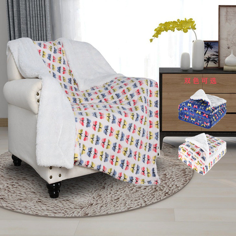Women's Fleece Blanket Reversible Butterfly Pattern Soft Cozy Throw