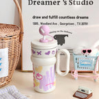 Children’s Drinking Cup with Integrated Straw and Cat Design BPA-Free Durable Plastic