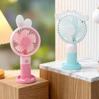 Women's Handheld Fan USB Rechargeable Portable Cute Animal Design Quiet Adjustable Speed