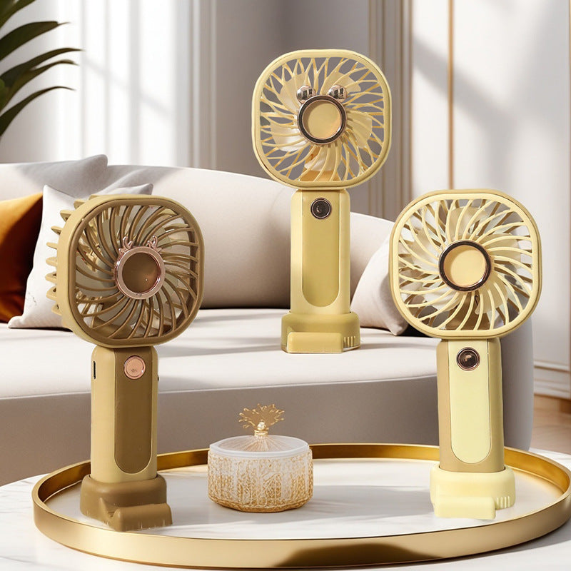 Portable Handheld Fan with Cute Lion Design USB Rechargeable Lightweight Personal Fan