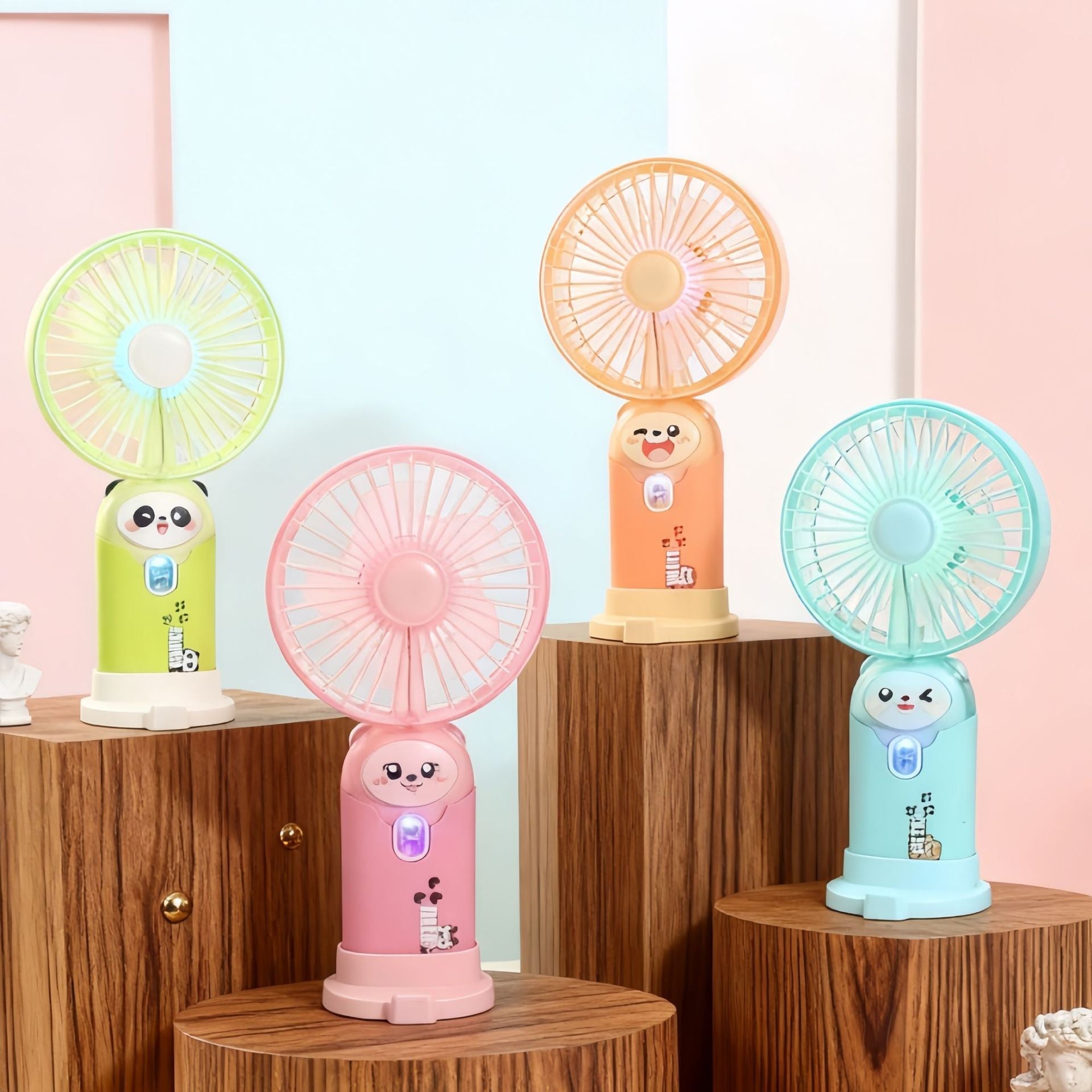 Portable Handheld Fan for Women Cute Bear Design USB Rechargeable Lightweight Personal Fan