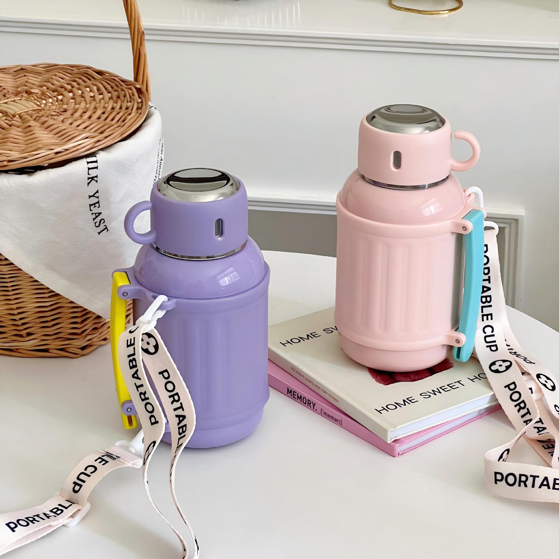 Unisex Stainless Steel Insulated Carafe Double Wall Vacuum Flask with Handle