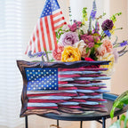 Reclaimed Wood American Flag Wall Sculpture Rustic Layered Driftwood Design
