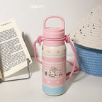 Women's Insulated Water Bottle BPA-Free Plastic Animal Design with Carrying Strap Leak-Proof
