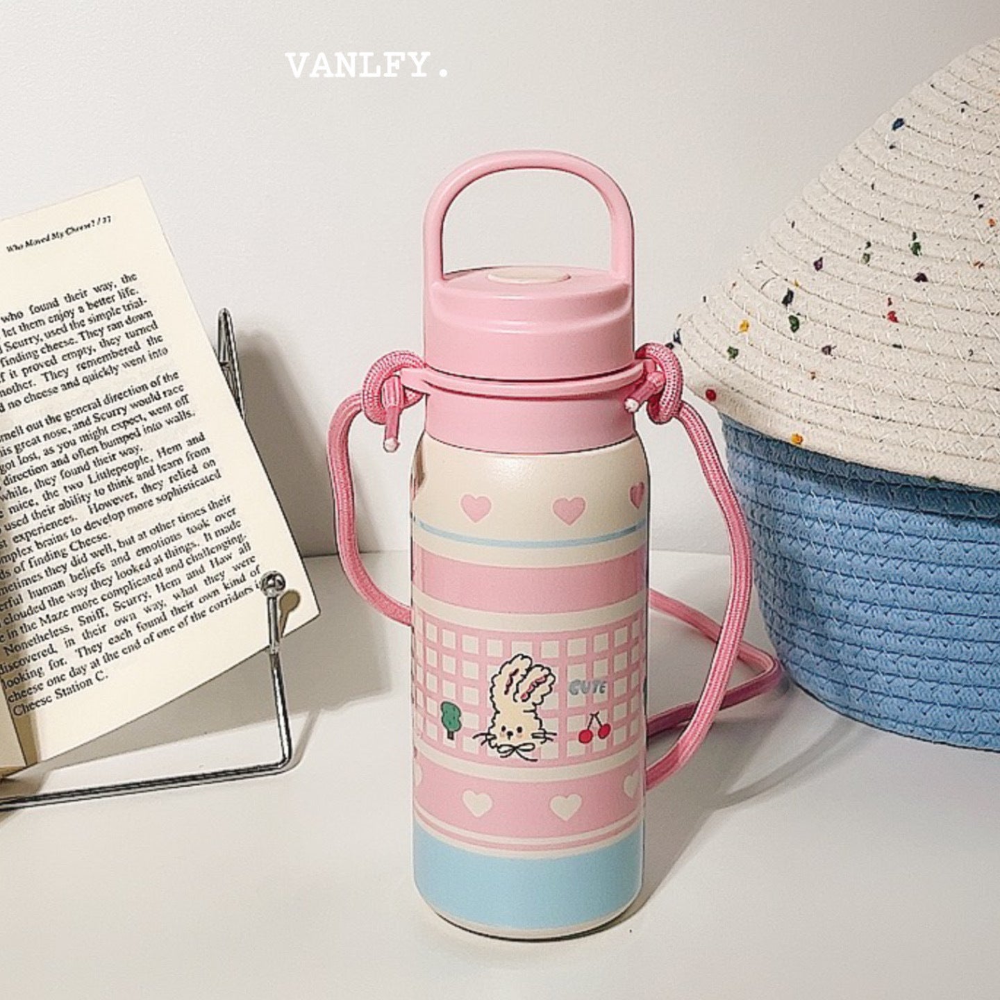 Women's Insulated Water Bottle BPA-Free Plastic Animal Design with Carrying Strap Leak-Proof