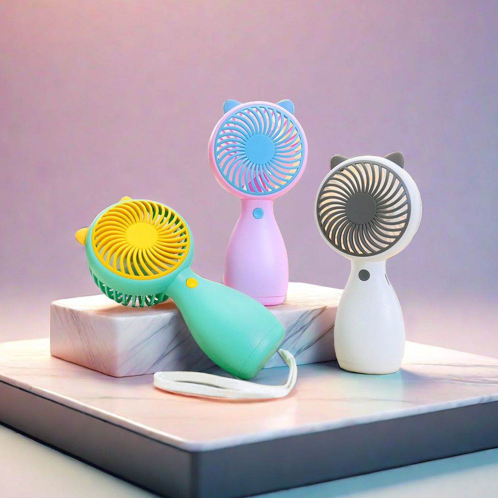 Portable Table Fan Rechargeable Quiet Compact Desk Fan with Cute Ears for Home Office