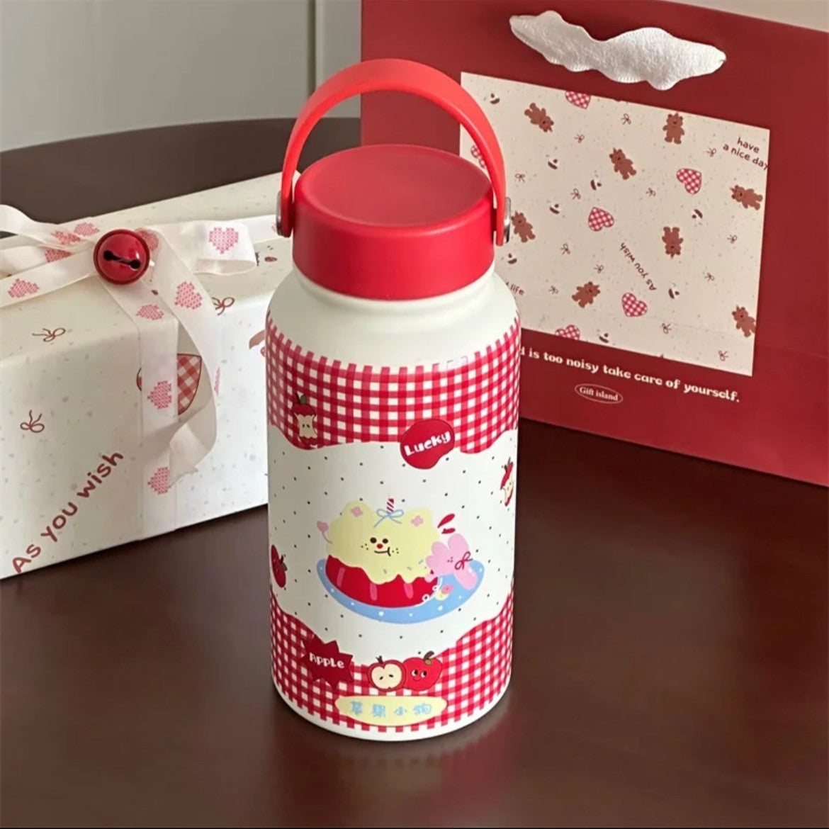 Insulated Stainless Steel Water Bottle for Women with Animal Design and Flip Lid