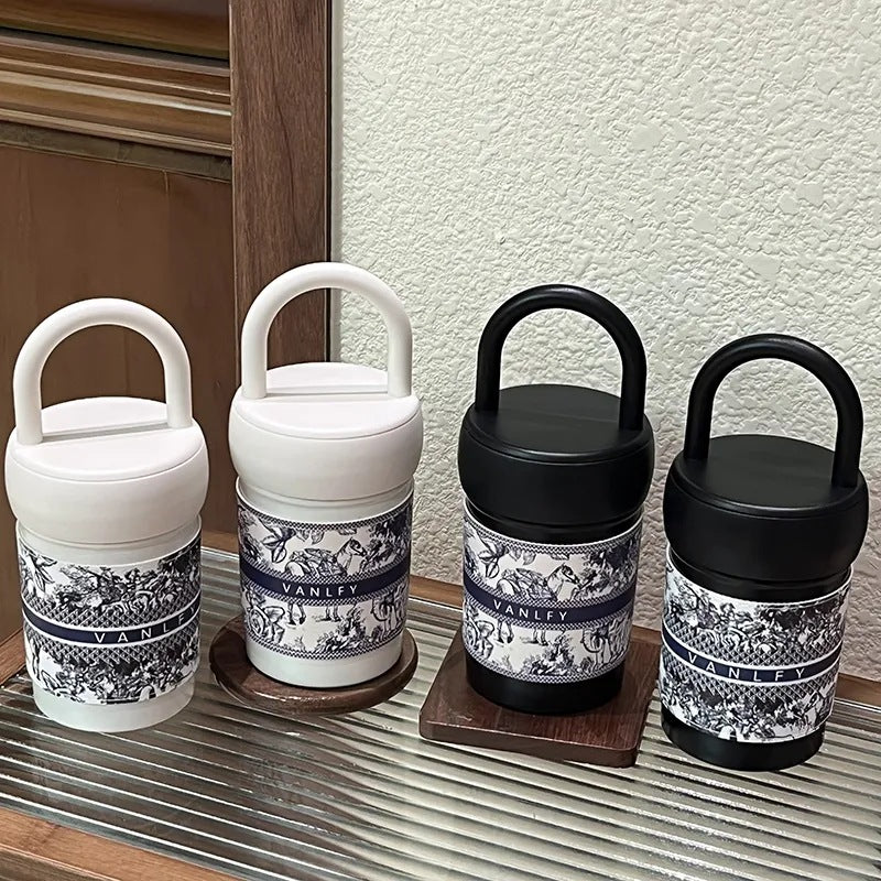 Women's Insulated Travel Mug with Carrying Handle Stylish Thermos Cup