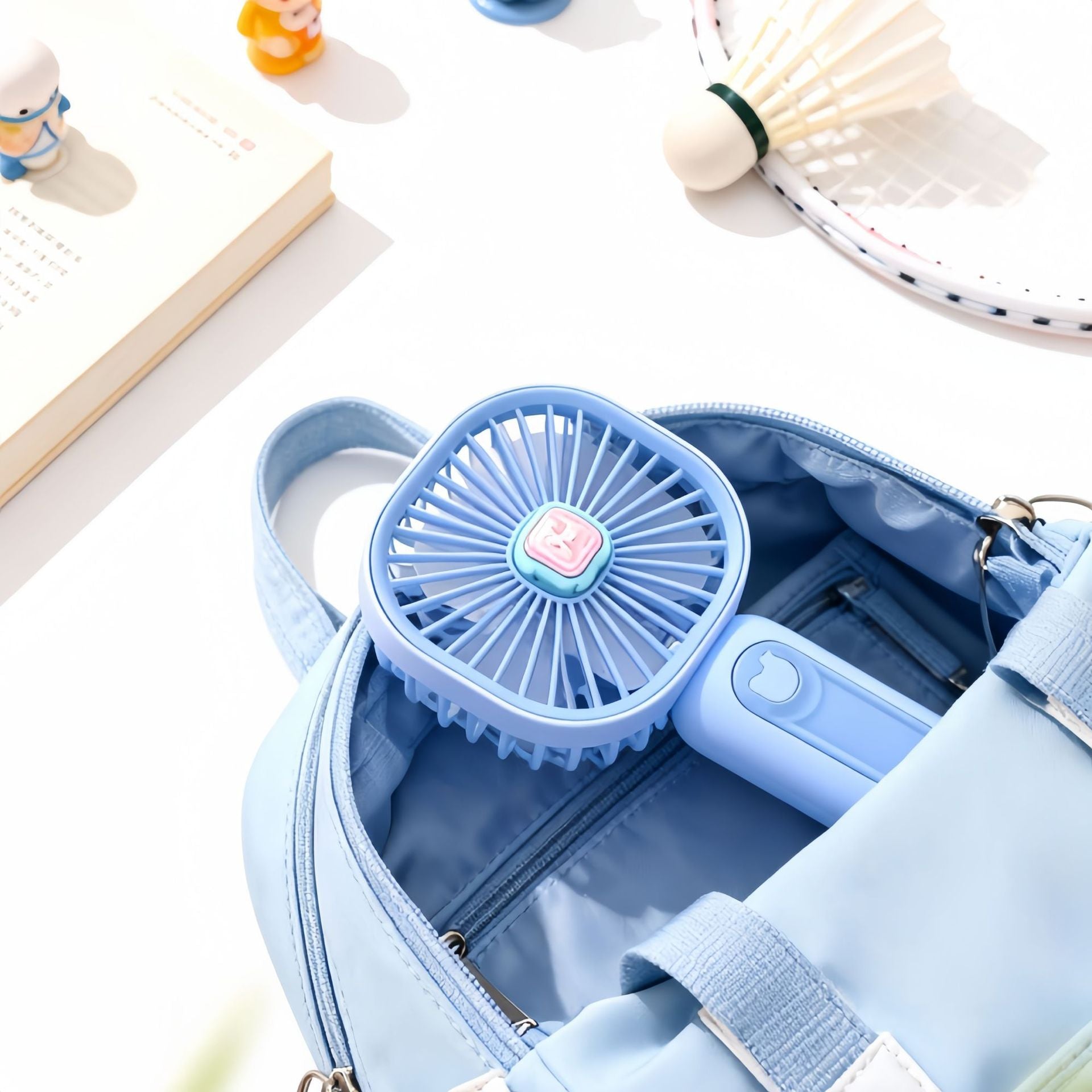 Portable USB Hand Fan with Cute Bear Design Compact Quiet Swivel Head for Women