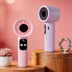 Portable Handheld Fan with Digital Speed Display USB Rechargeable Ergonomic Design Compact Quiet Operation