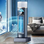 Personal Evaporative Air Cooler USB Powered Compact Vertical Tower with Digital Display and Adjustable Louvers