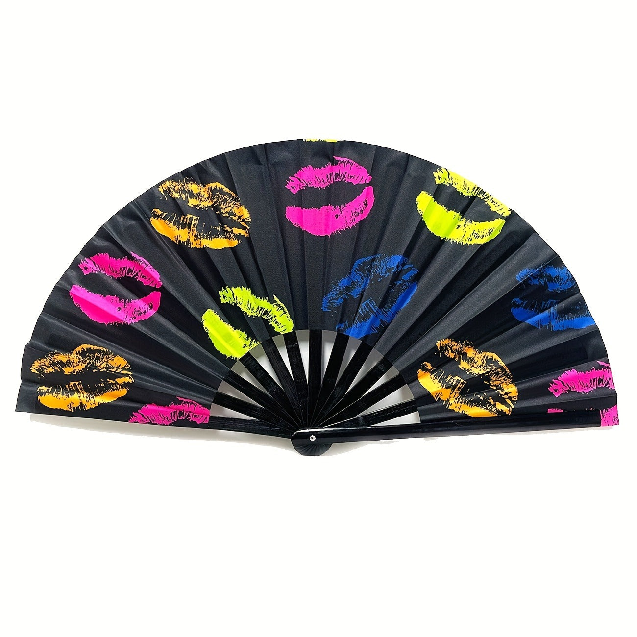 Ladies Foldable Fan Colorful Butterfly and Lip Designs Lightweight Portable Accessory
