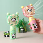 Portable Mini Hand Fan USB Rechargeable Child-Friendly Panda Design with Soft Silicone Ears