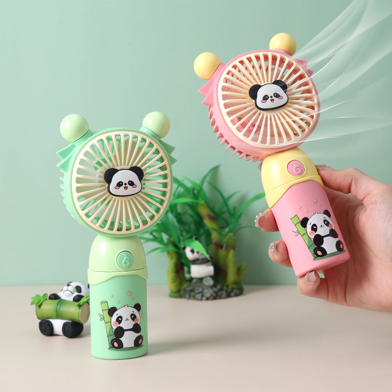 Portable Mini Hand Fan USB Rechargeable Child-Friendly Panda Design with Soft Silicone Ears