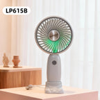 USB Rechargeable Mini Handheld Fan with Foldable Stand and Removable Ear Attachments