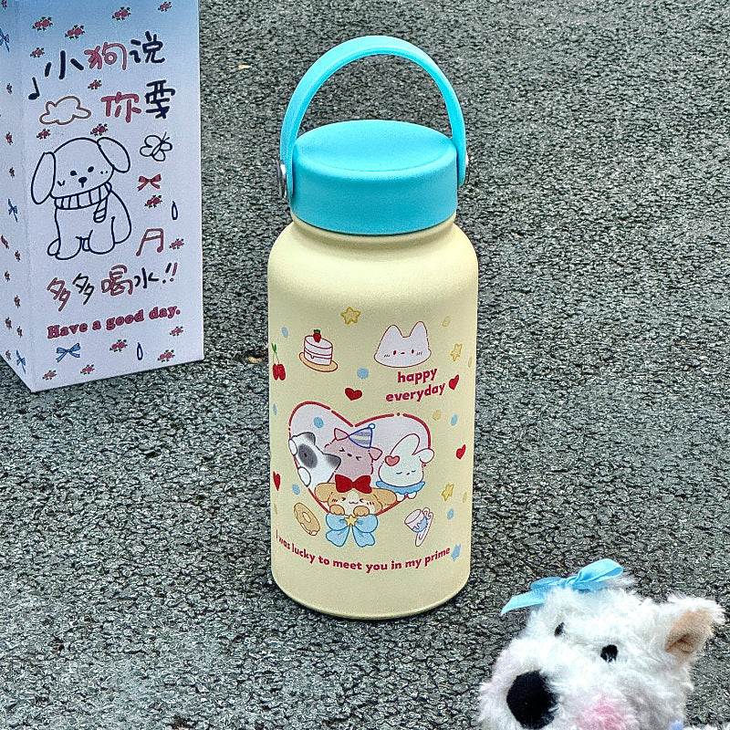 Women’s Insulated Stainless Steel Water Bottle with Cat Design Lightweight and Portable