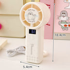 Portable Mini Fan Digital Display Rechargeable Handheld Penguin Design