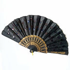 Handcrafted Ladies Fan with Exquisite Embroidery Lightweight Fabric Cooling Accessory