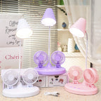 Multifunctional Table Lamp with Integrated Fans USB LED Light and Cooling for Bedroom or Office