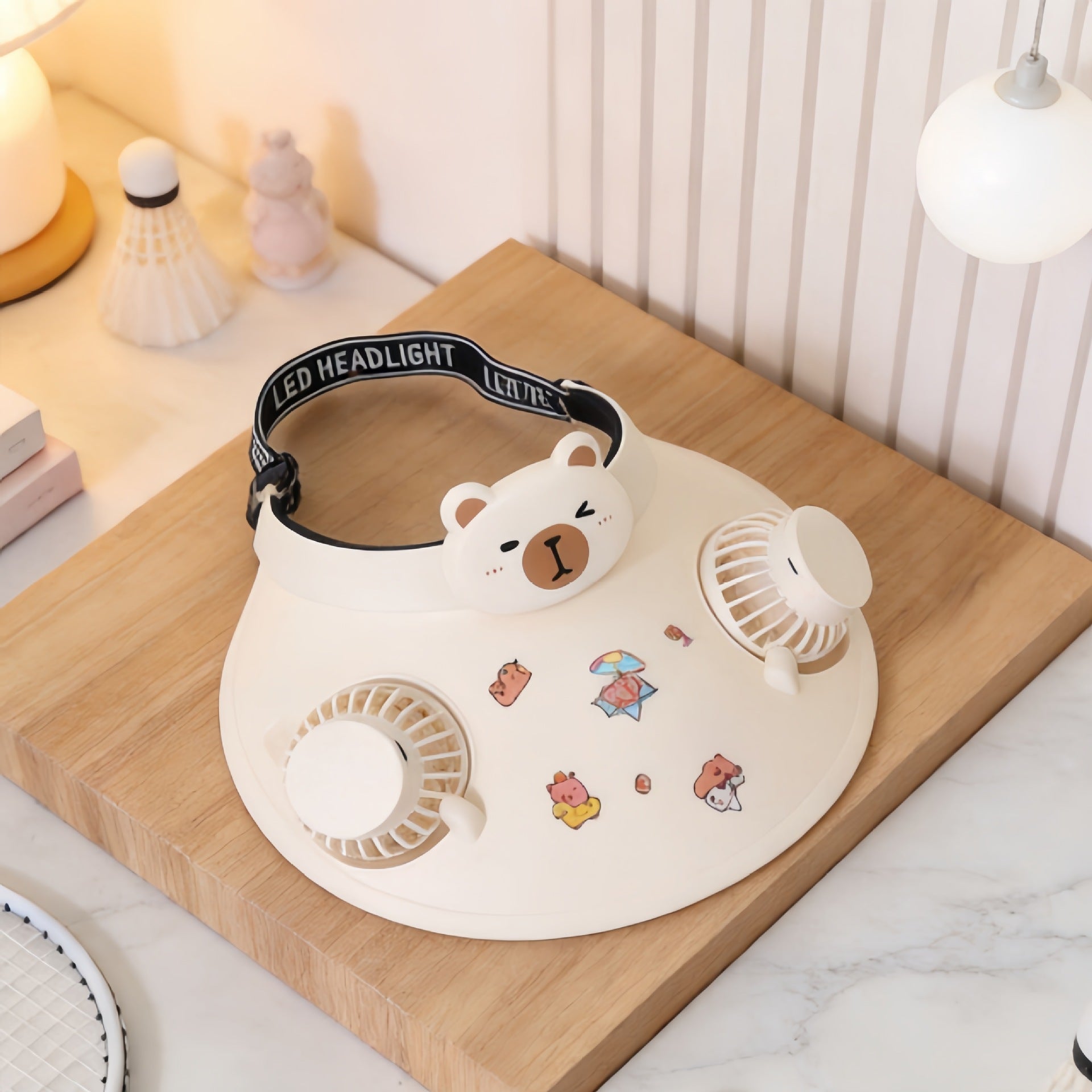 Women's Cooling Plate with Dual Fans and Panda Design Portable Personal Fan