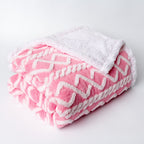 Women’s Reversible Blanket Soft Microfiber Cozy Geometric Pattern White Fluffy Throw