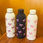 Women's Insulated Water Bottle Double-Walled Hot Cold Leakproof with Stylish Bow Design