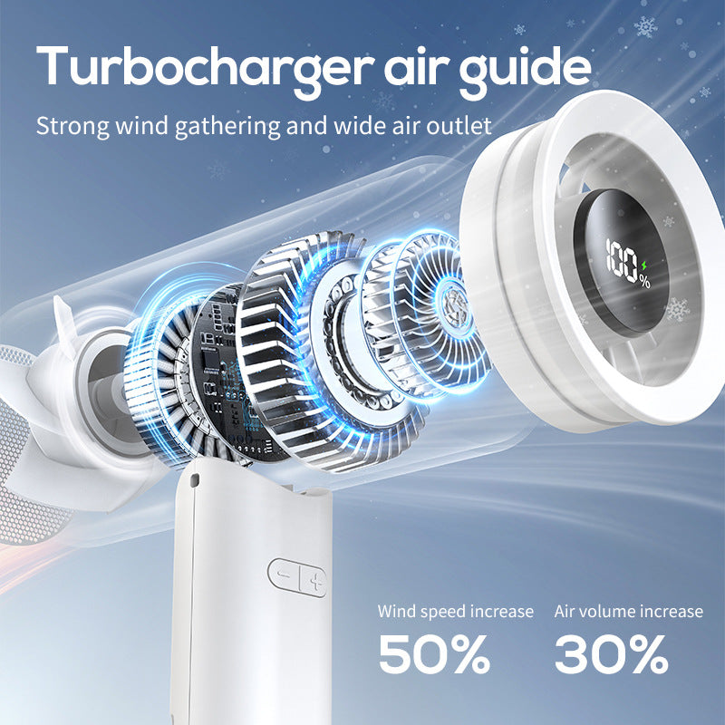 Handheld Personal Cooling Fan Portable Rechargeable with LED Display and Adjustable Speeds