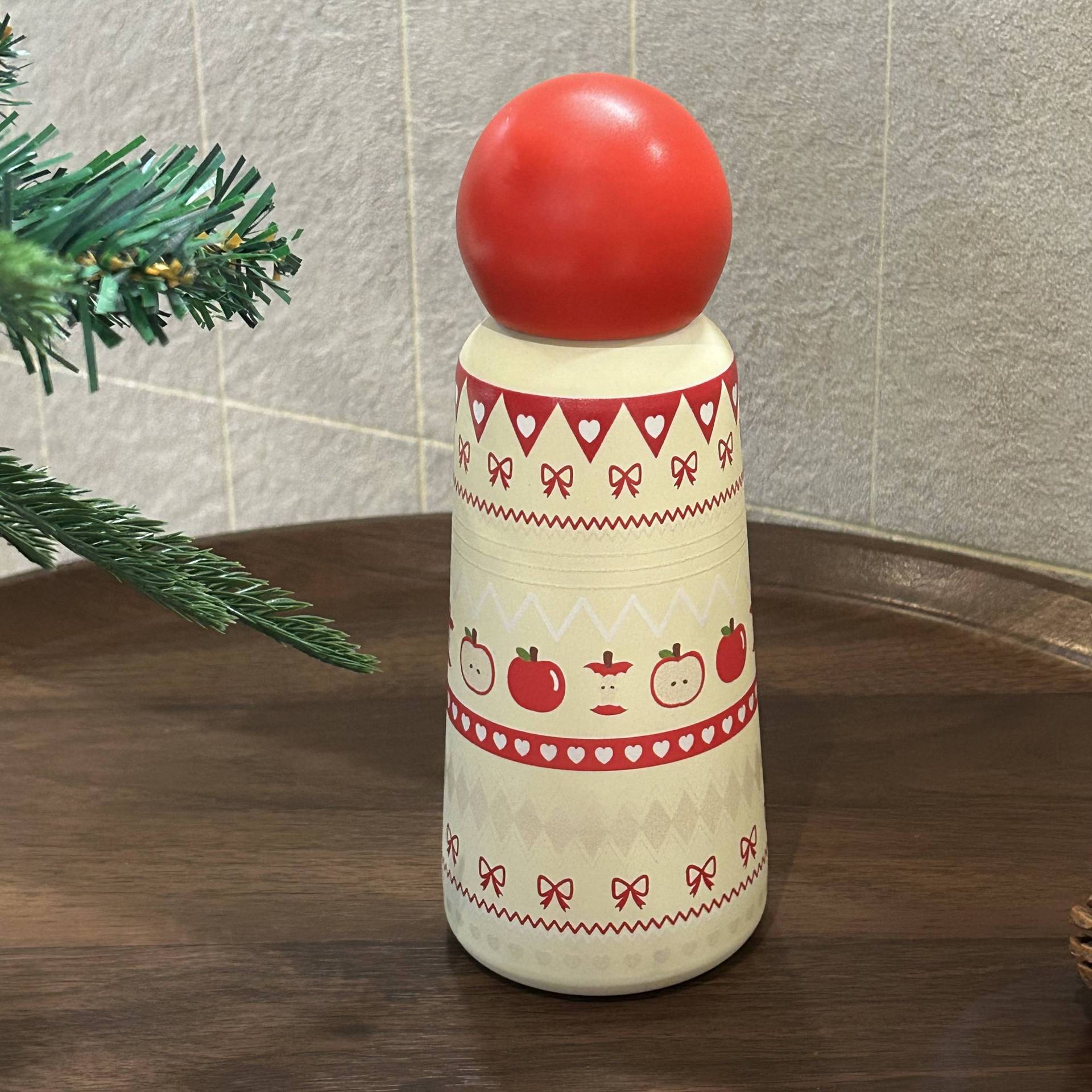 Insulated Thermos Bottle with Playful Apple Design BPA-Free Plastic Leak-Proof Flip Cap for Women