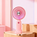 Portable Handheld Fan for Women with LED Light Ergonomic Design Compact Lightweight Battery Powered