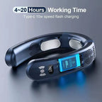 Portable Neck Cooling Fan USB Rechargeable Hands-Free Adjustable Airflow with LED Display