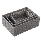 Woven Storage Baskets Durable Eco-Friendly Plastic Organizer for Home Office Bathroom